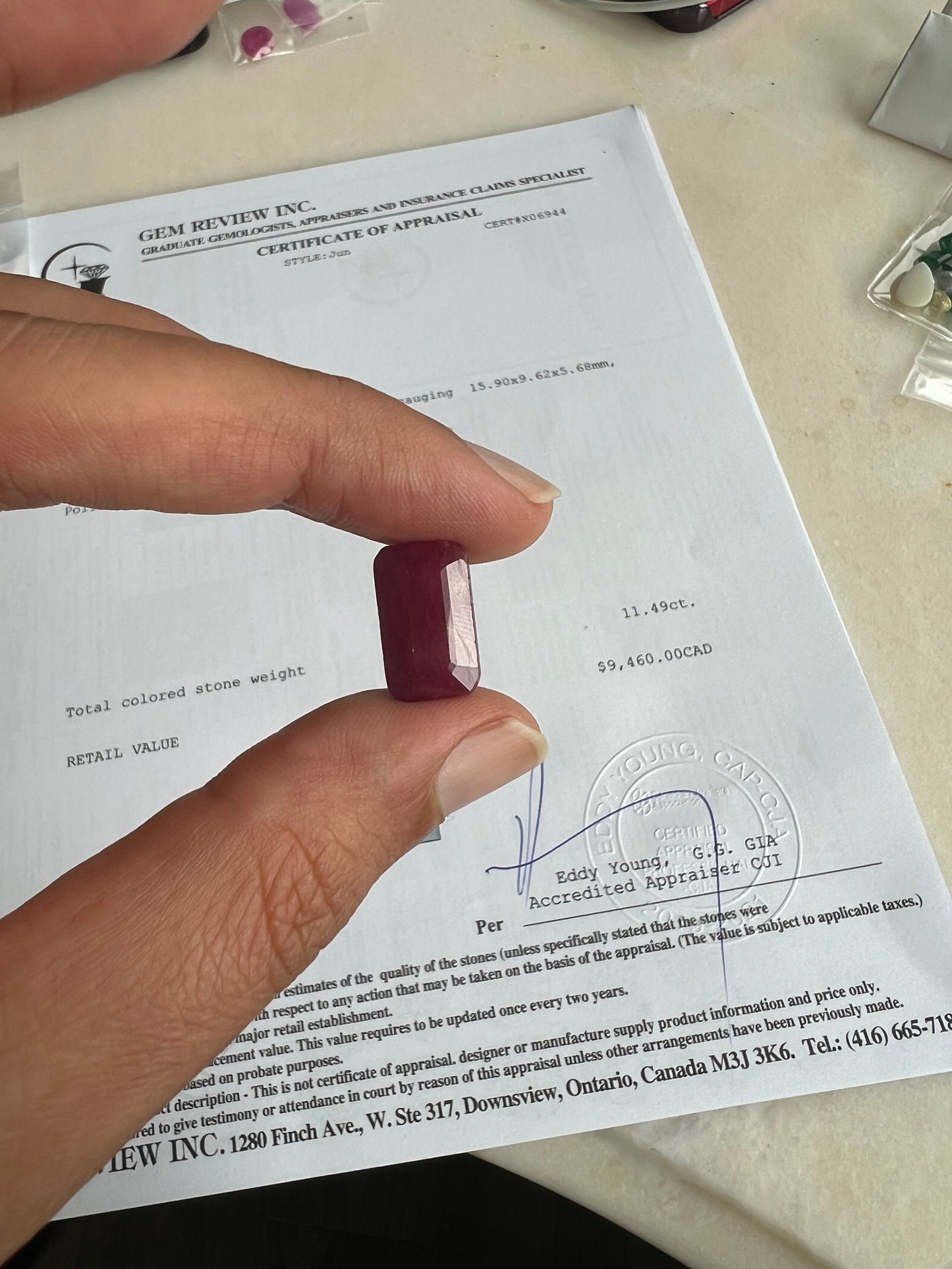 Natural Ruby 11.49 carats oval- emerald cut large gemstone (no-heat) certified