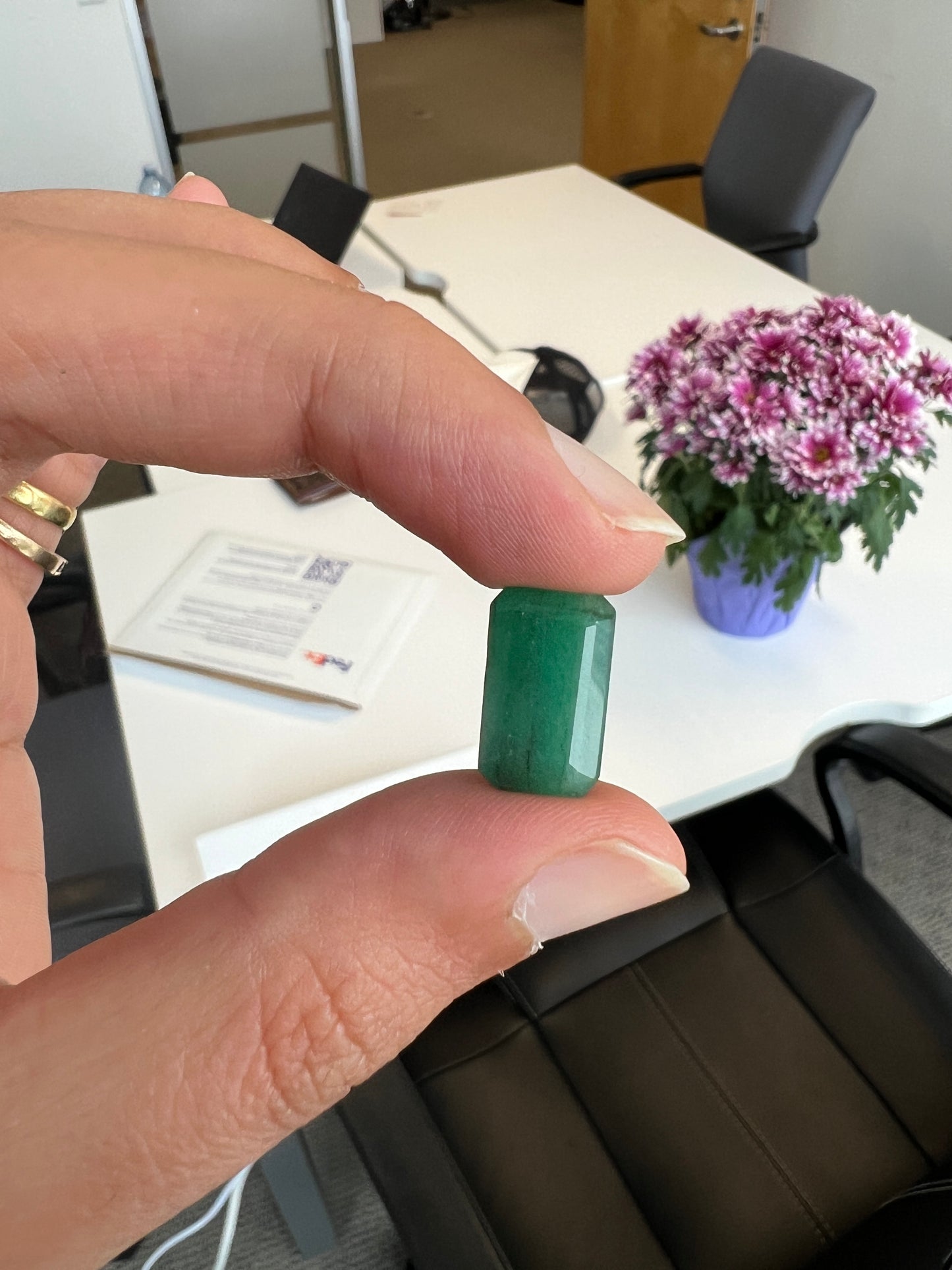 Natural zambian emerald 9.86 carats huge size certified with the appraisal