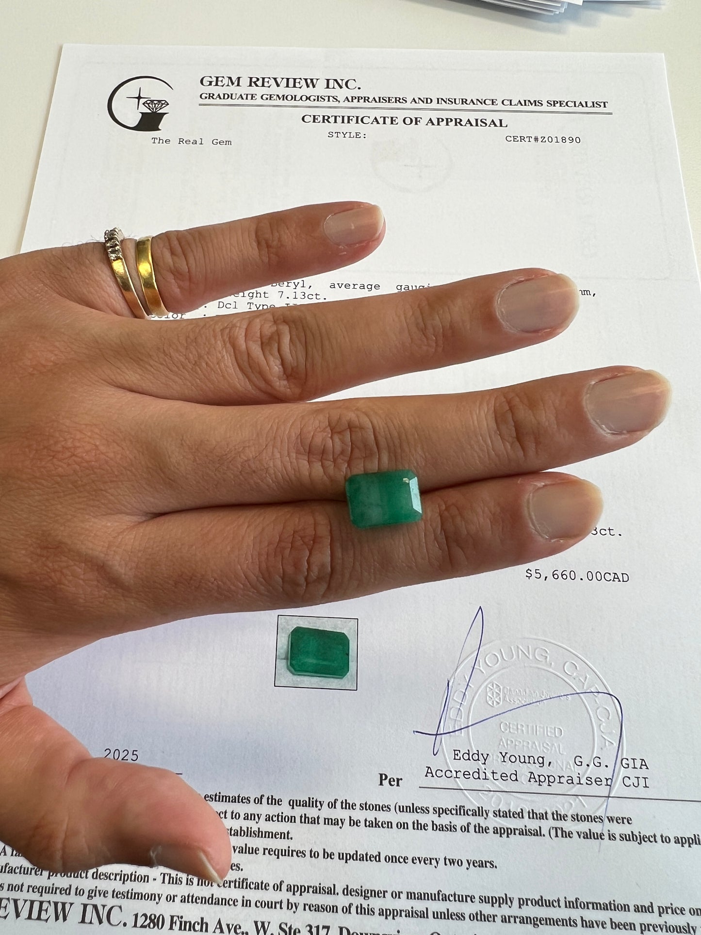 7.13 carats Natural Zambian Emerald- certified