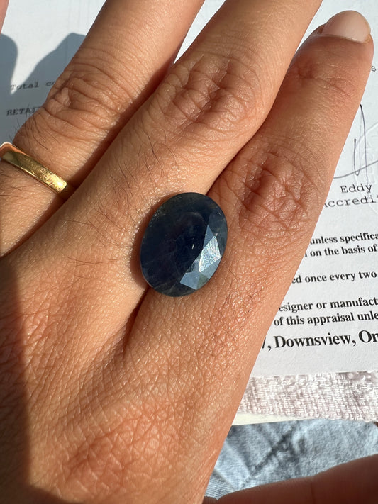 11.09 cts natural blue sapphire oval
