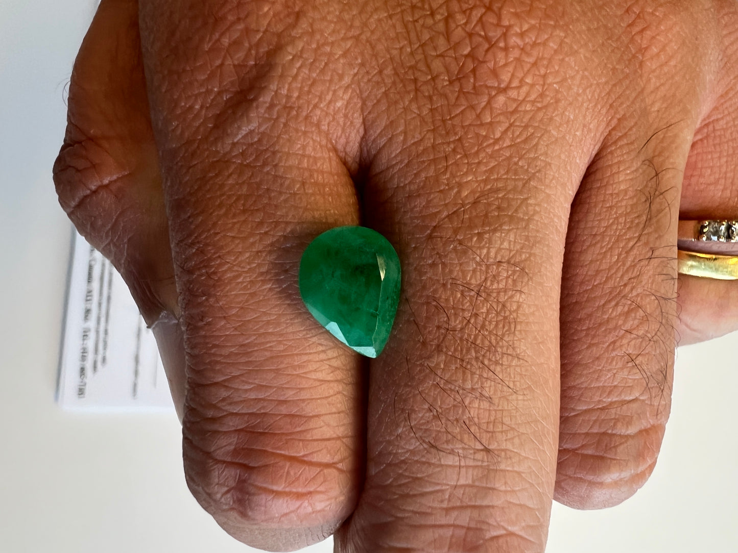 3.26 carats Natural Zambian Emerald pear shaped - certified