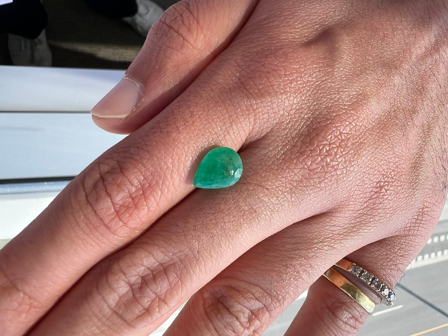 3.26 carats Natural Zambian Emerald pear shaped - certified