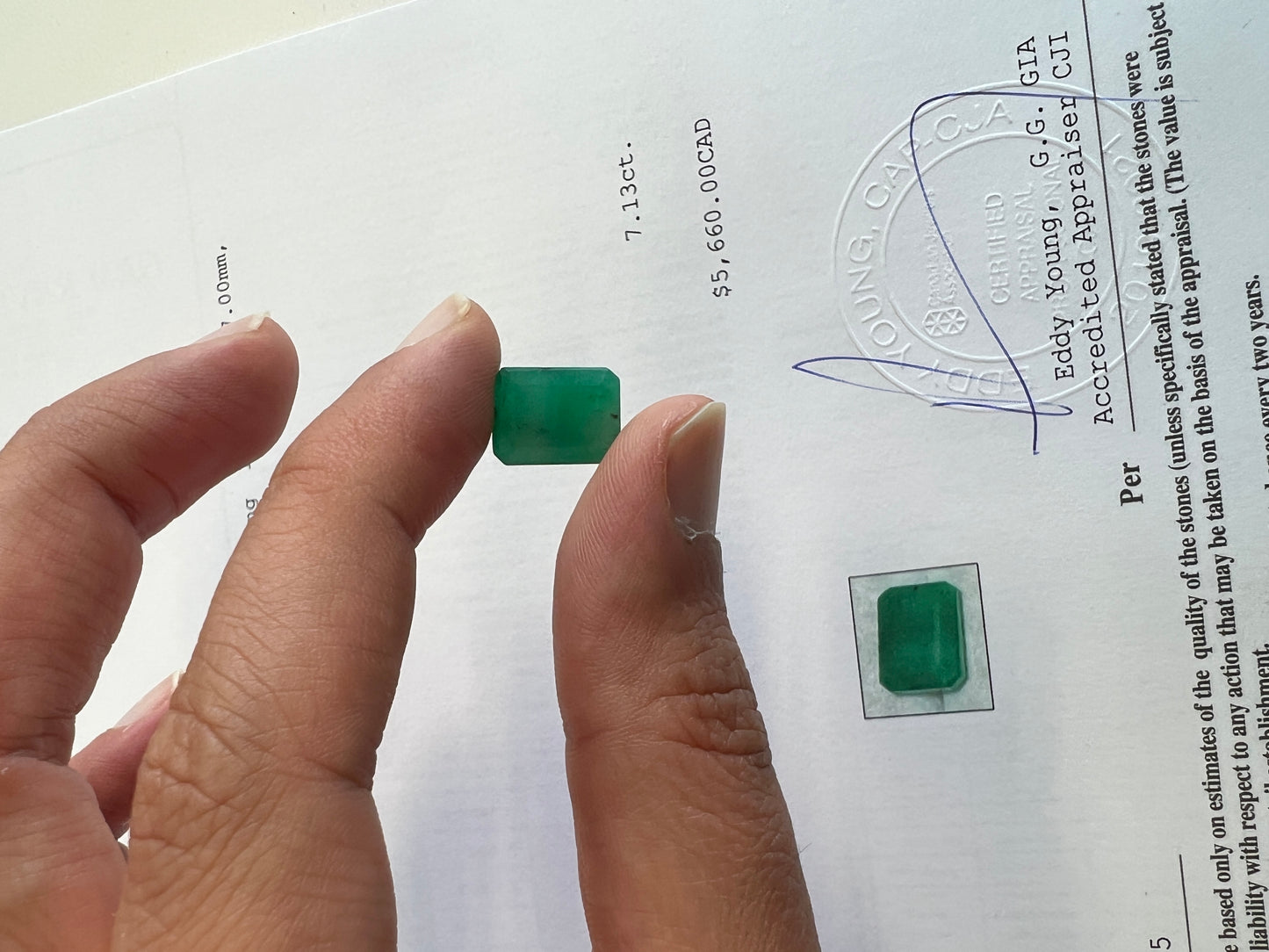 7.13 carats Natural Zambian Emerald- certified