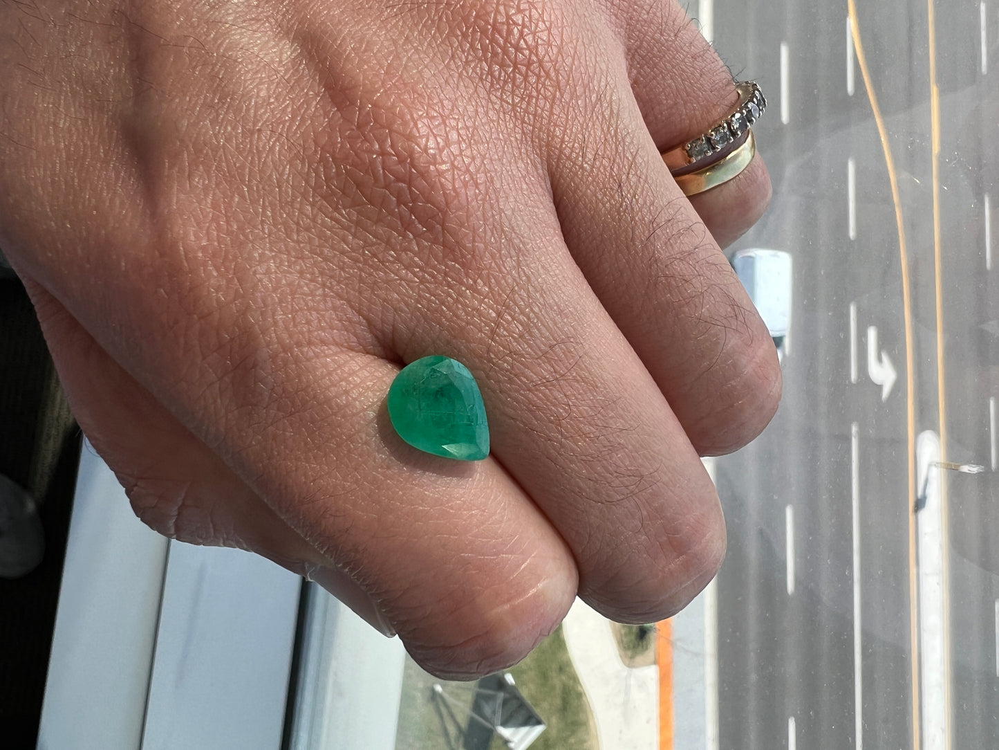 3.26 carats Natural Zambian Emerald pear shaped - certified