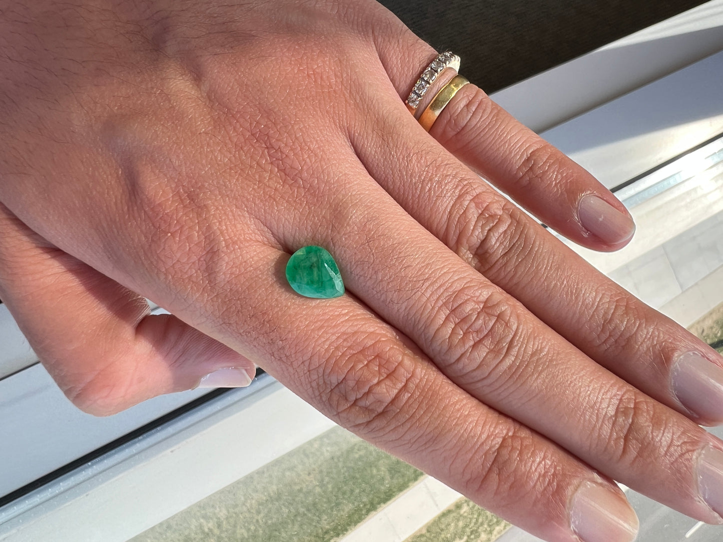 3.26 carats Natural Zambian Emerald pear shaped - certified