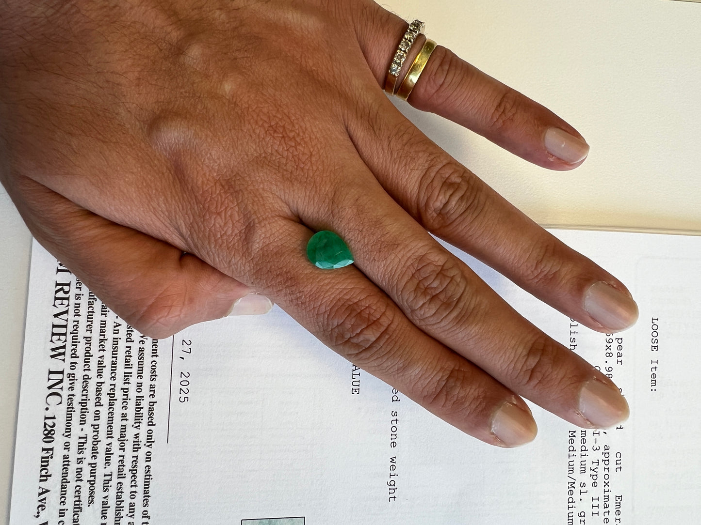 3.26 carats Natural Zambian Emerald pear shaped - certified