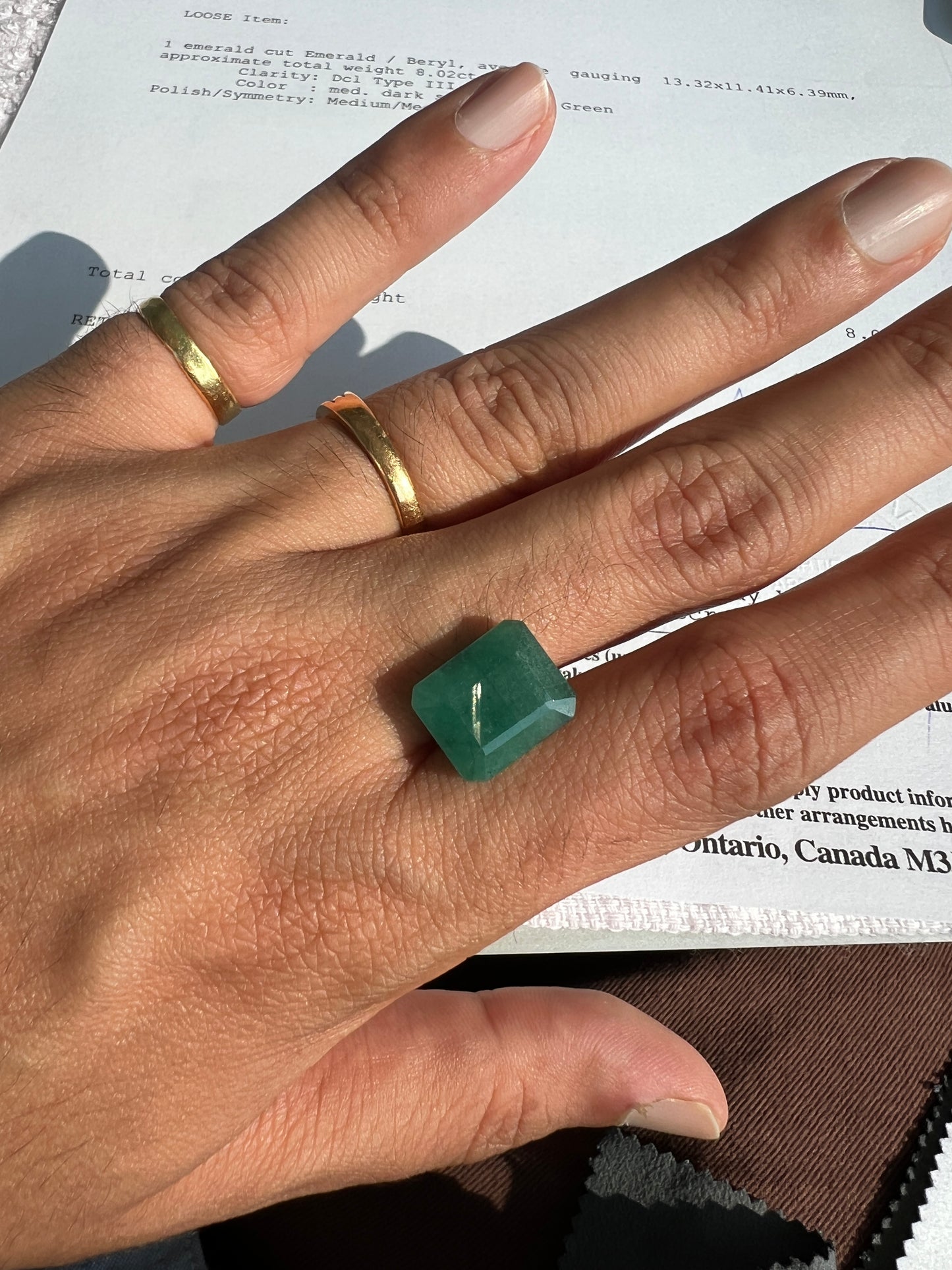 8.02 carats Natural Zambian Emerald with the Appraisal certificate