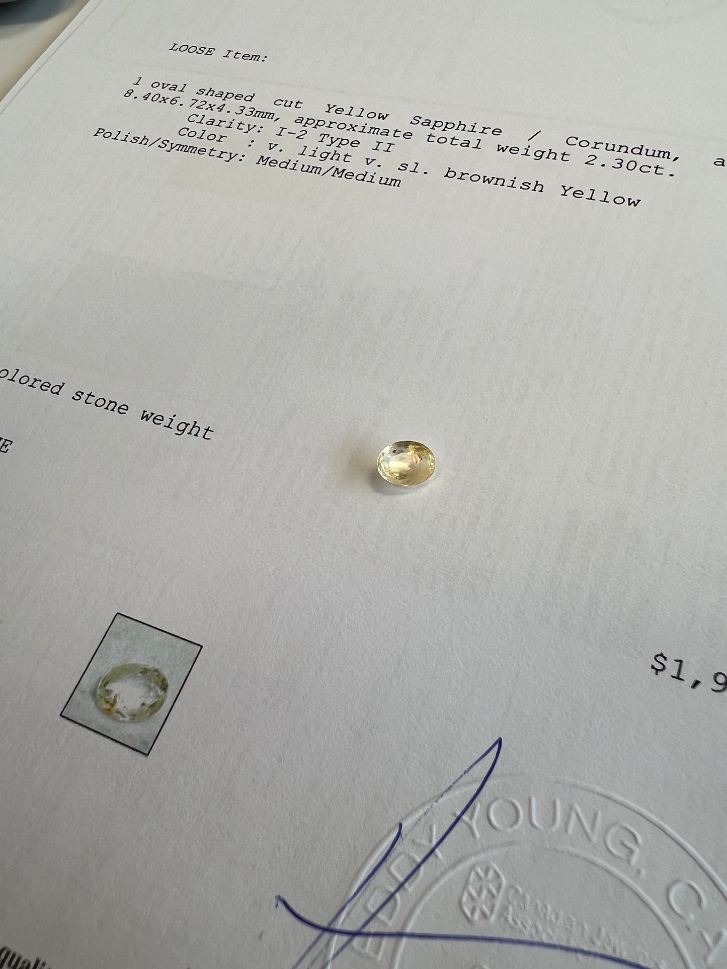 Natural 2.30 carats ceylon yellow sapphire (pukhraj) oval certified