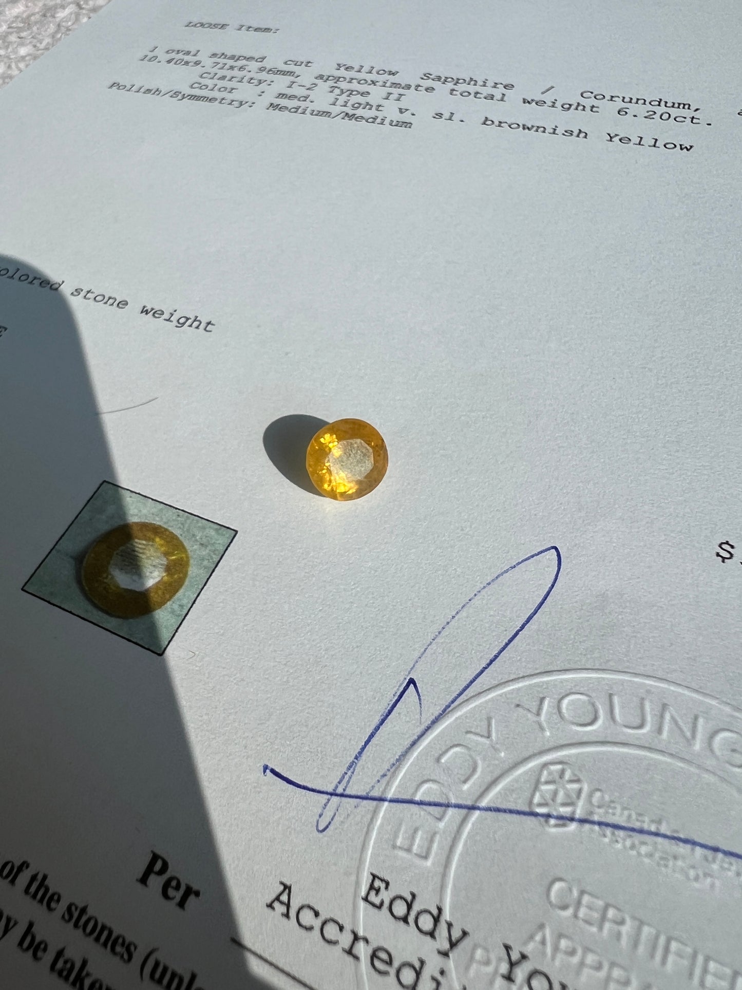 Natural Yellow sapphire 6.20 carats
