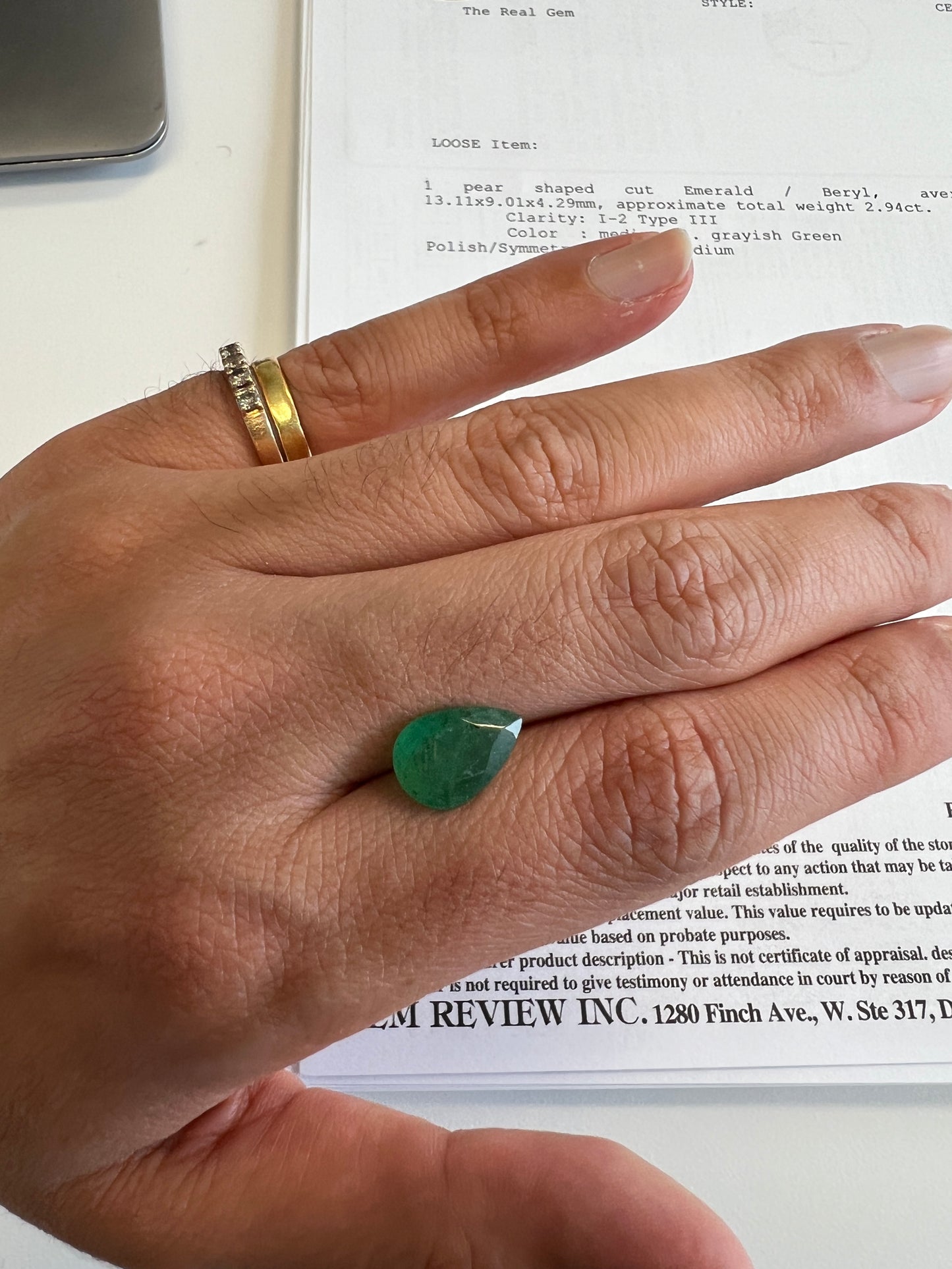 Natural Zambian Emerald - 2.94 carats pear shape