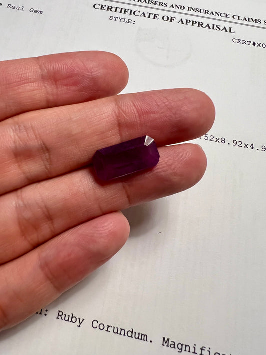 Natural Ruby 8.77 carats emerald cut